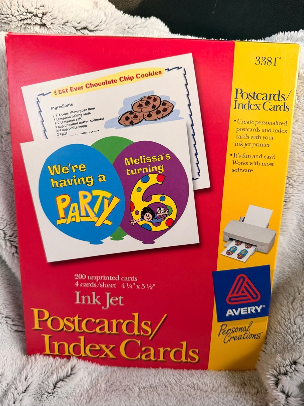 Avery Ink Jet Postcards/Index Cards - open box
